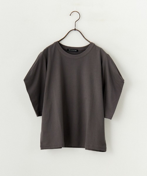 ミズイロインドTシャツ セール】[mizuiro ind/ミズイロインド] ドレープスリーブ 5分丈T
