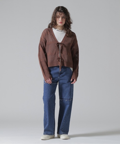 AVIREX(アヴィレックス)の「《直営店限定》MACRAME RIBBON KNIT CARDIGAN/マクラメリボンニットカーディガン(カーディガン/ボレロ・レディース・ブラック/オフホワイト/ブラウン・F)」の14枚目の写真