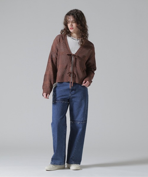 AVIREX(アヴィレックス)の「《直営店限定》MACRAME RIBBON KNIT CARDIGAN/マクラメリボンニットカーディガン(カーディガン/ボレロ・レディース・ブラック/オフホワイト/ブラウン・F)」の15枚目の写真