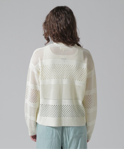 AVIREX(アヴィレックス)の「《直営店限定》MACRAME RIBBON KNIT CARDIGAN/マクラメリボンニットカーディガン(カーディガン/ボレロ・レディース・ブラック/オフホワイト/ブラウン・F)」の8枚目の写真