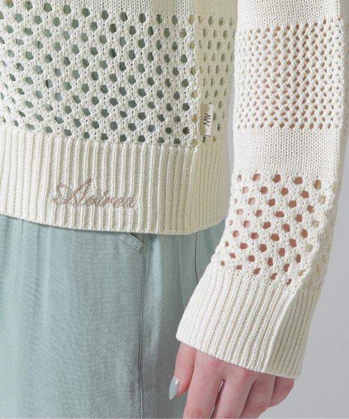 AVIREX(アヴィレックス)の「《直営店限定》MACRAME RIBBON KNIT CARDIGAN/マクラメリボンニットカーディガン(カーディガン/ボレロ・レディース・ブラック/オフホワイト/ブラウン・F)」の12枚目の写真