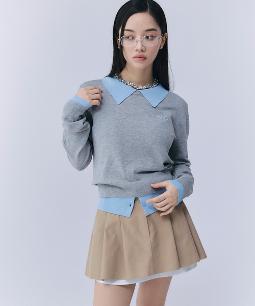 EIMY ISTOIRE（エイミーイストワール）の「ニットレイヤードトップス（ニット/セーター・レディース・ライトグリーン/ネイビー/グレー・F）」の22枚目の写真