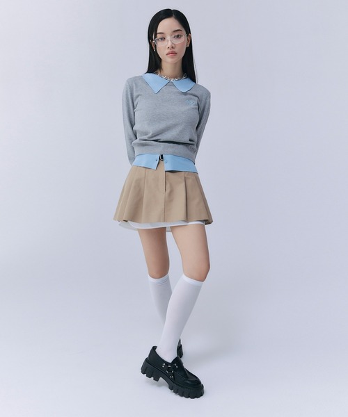 EIMY ISTOIRE（エイミーイストワール）の「ニットレイヤードトップス（ニット/セーター・レディース・ライトグリーン/ネイビー/グレー・F）」の21枚目の写真