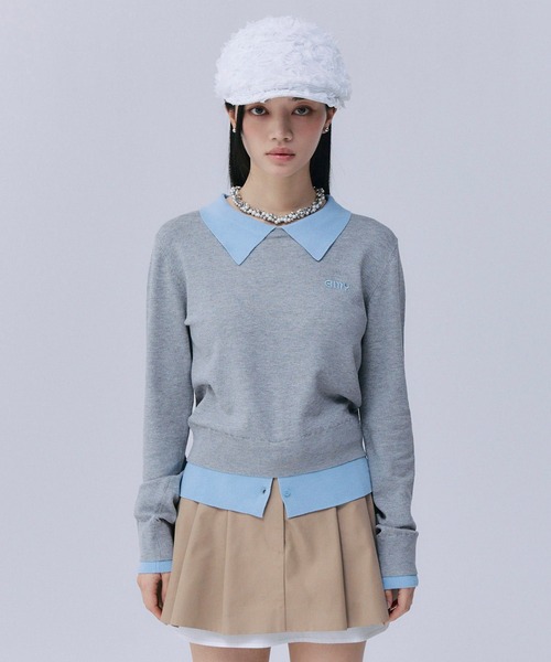 EIMY ISTOIRE（エイミーイストワール）の「ニットレイヤードトップス（ニット/セーター・レディース・ライトグリーン/ネイビー/グレー・F）」の19枚目の写真