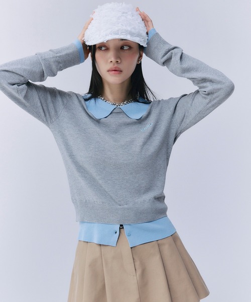 EIMY ISTOIRE（エイミーイストワール）の「ニットレイヤードトップス（ニット/セーター・レディース・ライトグリーン/ネイビー/グレー・F）」の18枚目の写真