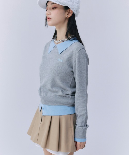 EIMY ISTOIRE（エイミーイストワール）の「ニットレイヤードトップス（ニット/セーター・レディース・ライトグリーン/ネイビー/グレー・F）」の17枚目の写真