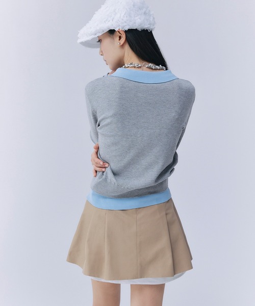 EIMY ISTOIRE（エイミーイストワール）の「ニットレイヤードトップス（ニット/セーター・レディース・ライトグリーン/ネイビー/グレー・F）」の16枚目の写真