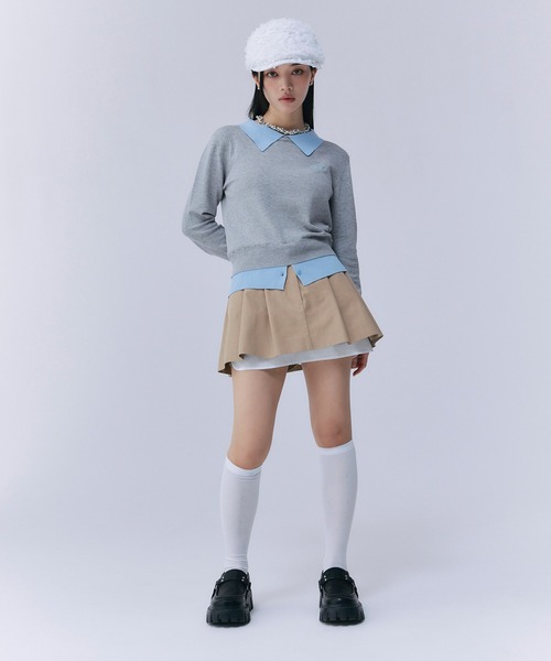 EIMY ISTOIRE（エイミーイストワール）の「ニットレイヤードトップス（ニット/セーター・レディース・ライトグリーン/ネイビー/グレー・F）」の15枚目の写真