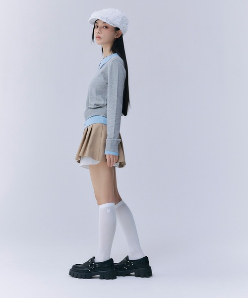 EIMY ISTOIRE（エイミーイストワール）の「ニットレイヤードトップス（ニット/セーター・レディース・ライトグリーン/ネイビー/グレー・F）」の14枚目の写真