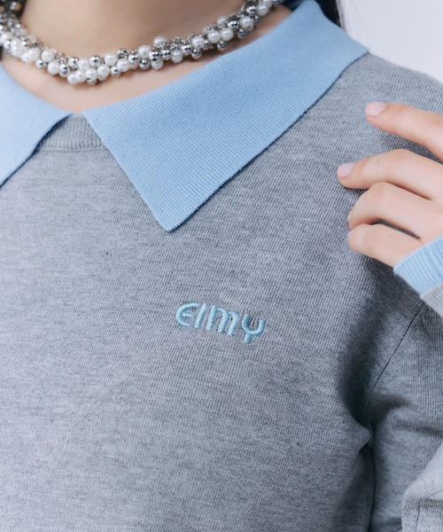 EIMY ISTOIRE（エイミーイストワール）の「ニットレイヤードトップス（ニット/セーター・レディース・ライトグリーン/ネイビー/グレー・F）」の12枚目の写真