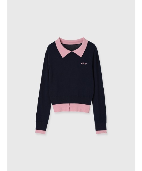 EIMY ISTOIRE（エイミーイストワール）の「ニットレイヤードトップス（ニット/セーター・レディース・ライトグリーン/ネイビー/グレー・F）」の9枚目の写真