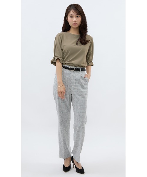 AOYAMA（アオヤマ）の「【単品力も抜群！パンツ】ツイード調ストレートパンツ｜通勤＆オフィス＆入卒＆セレモニー＆オケージョン｜洗える・ストレッチ・セットアップ着用可｜（その他パンツ・レディース・グレー・S/M/L）」の11枚目の写真