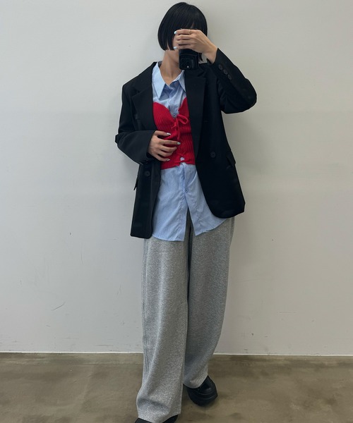 uyu.（ウユ）の「レースダブルウエストスウェットパンツ（スウェットパンツ・レディース・ネイビー/ブラック/グレー・FREE）」の6枚目の写真