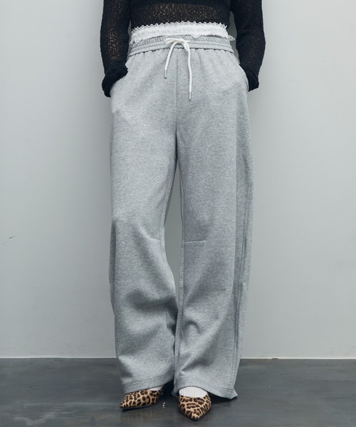 uyu.（ウユ）の「レースダブルウエストスウェットパンツ（スウェットパンツ・レディース・ネイビー/ブラック/グレー・FREE）」の10枚目の写真