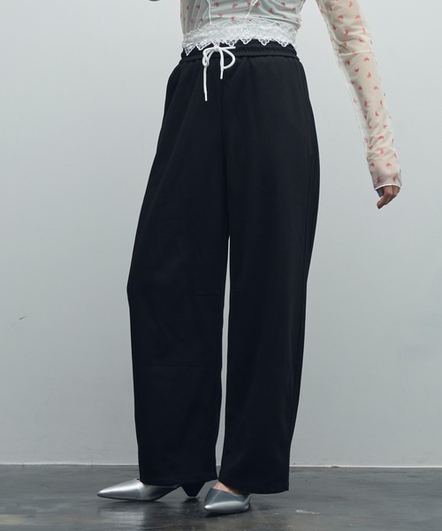 uyu.（ウユ）の「レースダブルウエストスウェットパンツ（スウェットパンツ・レディース・ネイビー/ブラック/グレー・FREE）」の15枚目の写真