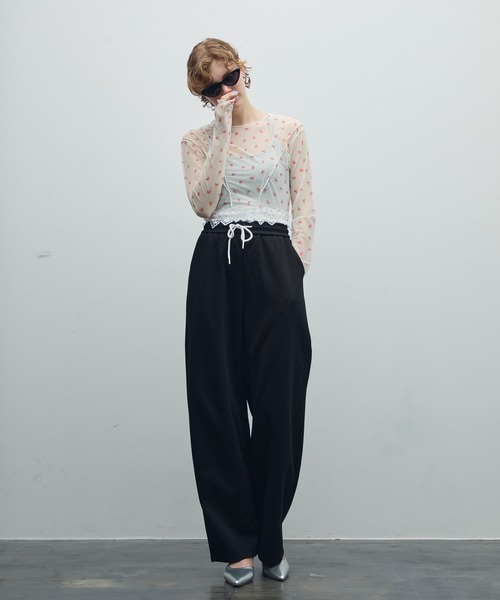 uyu.（ウユ）の「レースダブルウエストスウェットパンツ（スウェットパンツ・レディース・ネイビー/ブラック/グレー・FREE）」の16枚目の写真