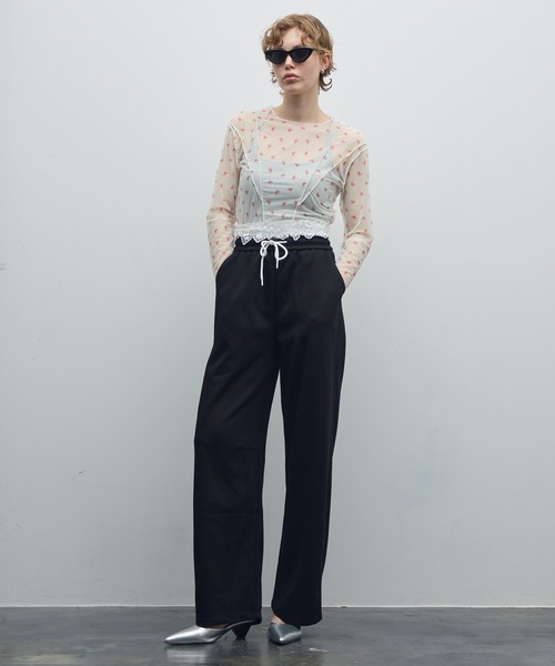 uyu.（ウユ）の「レースダブルウエストスウェットパンツ（スウェットパンツ・レディース・ネイビー/ブラック/グレー・FREE）」の17枚目の写真