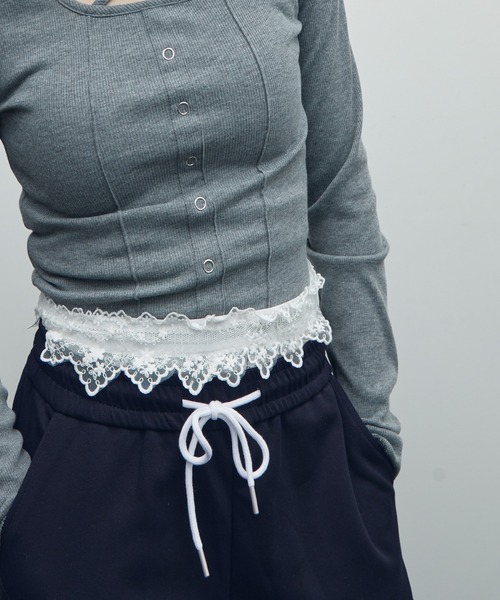 uyu.（ウユ）の「レースダブルウエストスウェットパンツ（スウェットパンツ・レディース・ネイビー/ブラック/グレー・FREE）」の21枚目の写真