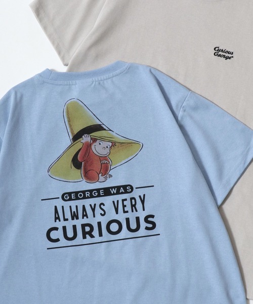 MARUKAWA（マルカワ）の「Curious George/おさるのジョージ キャラクター ワンポイント刺繍 バックプリント 半袖Tシャツ（Tシャツ/カットソー・レディース・サックスブルー/アッシュグレー/ライトグリーン/グレイッシュベージュ・M/L）」の4枚目の写真