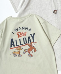 Curious George/おさるのジョージ キャラクター ワンポイント刺繍 バックプリント 半袖Tシャツ
