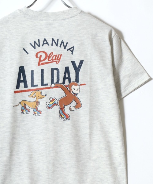 MARUKAWA（マルカワ）の「Curious George/おさるのジョージ キャラクター ワンポイント刺繍 バックプリント 半袖Tシャツ（Tシャツ/カットソー・レディース・サックスブルー/アッシュグレー/ライトグリーン/グレイッシュベージュ・M/L）」の13枚目の写真