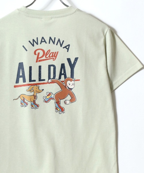 MARUKAWA（マルカワ）の「Curious George/おさるのジョージ キャラクター ワンポイント刺繍 バックプリント 半袖Tシャツ（Tシャツ/カットソー・レディース・サックスブルー/アッシュグレー/ライトグリーン/グレイッシュベージュ・M/L）」の12枚目の写真