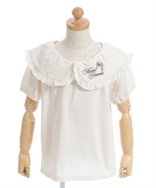 axes femme（アクシーズファム）の「ロゴ刺繍フリル衿Ｔシャツ（Tシャツ/カットソー・キッズ・ラベンダー/ホワイト・MEDIUM/LARGE/X-LARGE）」の18枚目の写真