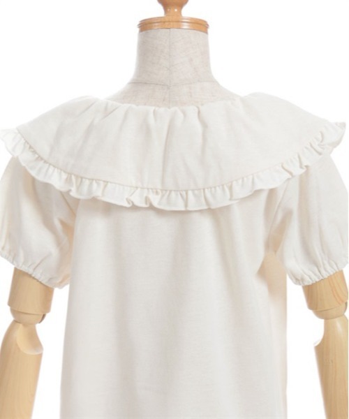 axes femme（アクシーズファム）の「ロゴ刺繍フリル衿Ｔシャツ（Tシャツ/カットソー・キッズ・ラベンダー/ホワイト・MEDIUM/LARGE/X-LARGE）」の7枚目の写真