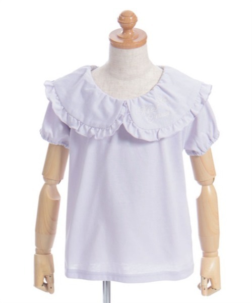 axes femme（アクシーズファム）の「ロゴ刺繍フリル衿Ｔシャツ（Tシャツ/カットソー・キッズ・ラベンダー/ホワイト・MEDIUM/LARGE/X-LARGE）」の9枚目の写真