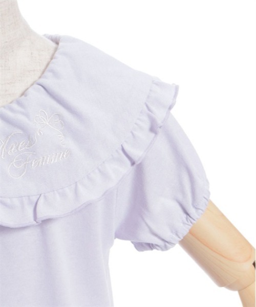 axes femme（アクシーズファム）の「ロゴ刺繍フリル衿Ｔシャツ（Tシャツ/カットソー・キッズ・ラベンダー/ホワイト・MEDIUM/LARGE/X-LARGE）」の16枚目の写真