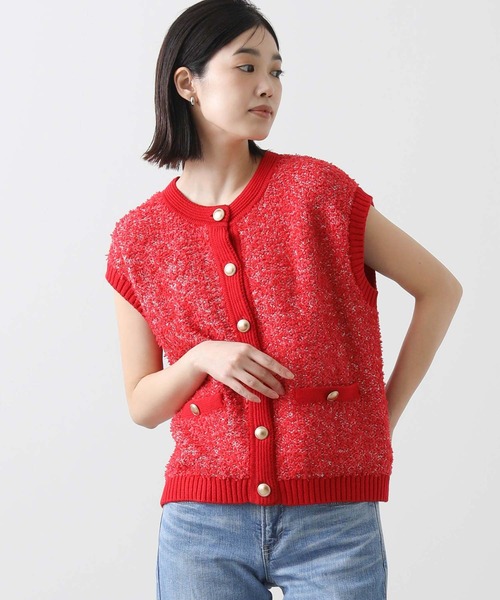 Gready Brilliant（グレディブリリアン）の「ＭＩＸモールクルーベスト（ニット/セーター・レディース・オフホワイト/ブラック/レッド・FREE）」の10枚目の写真