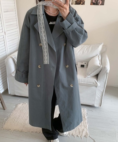 aimoha（アイモハ）の「コットンロングトレンチコート（トレンチコート・レディース・ブラック/ベージュ/ブルー・FREE）」の12枚目の写真