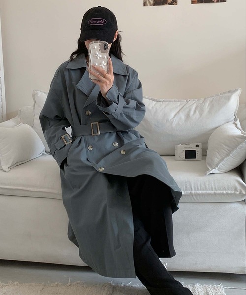 aimoha（アイモハ）の「コットンロングトレンチコート（トレンチコート・レディース・ブラック/ベージュ/ブルー・FREE）」の14枚目の写真