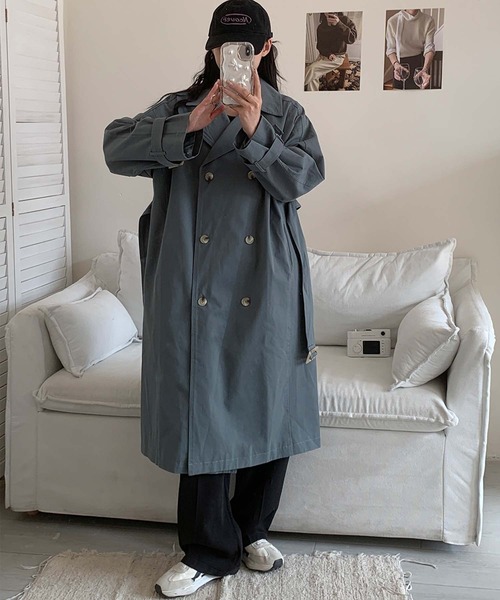 aimoha（アイモハ）の「コットンロングトレンチコート（トレンチコート・レディース・ブラック/ベージュ/ブルー・FREE）」の10枚目の写真