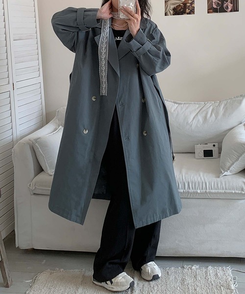 aimoha（アイモハ）の「コットンロングトレンチコート（トレンチコート・レディース・ブラック/ベージュ/ブルー・FREE）」の15枚目の写真