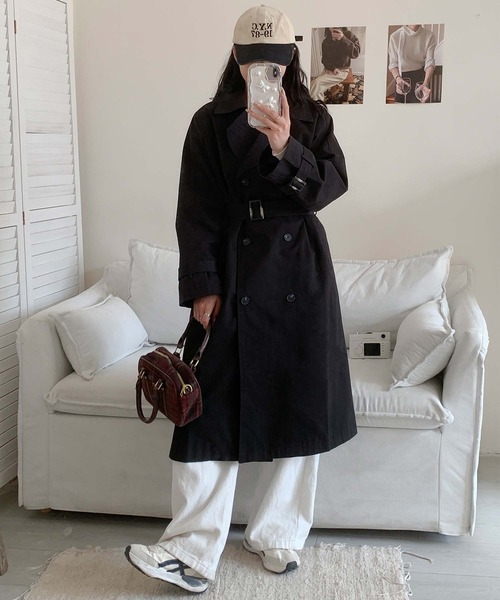 aimoha（アイモハ）の「コットンロングトレンチコート（トレンチコート・レディース・ブラック/ベージュ/ブルー・FREE）」の17枚目の写真