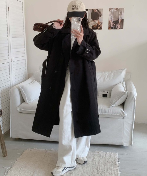 aimoha（アイモハ）の「コットンロングトレンチコート（トレンチコート・レディース・ブラック/ベージュ/ブルー・FREE）」の20枚目の写真