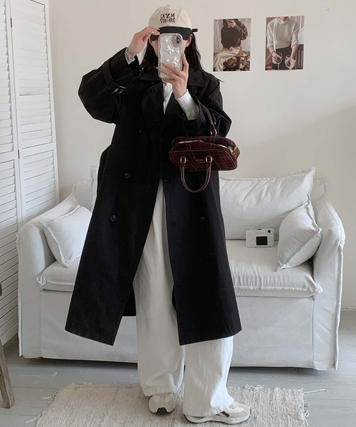 aimoha（アイモハ）の「コットンロングトレンチコート（トレンチコート・レディース・ブラック/ベージュ/ブルー・FREE）」の21枚目の写真