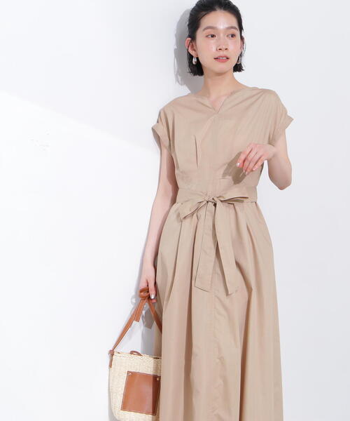 N.(N. Natural Beauty Basic)(エヌエヌナチュラルビューティーベーシック)の「【PS/低身長サイズ】タックウエストリボンワンピース(ワンピース・レディース・チャコールグレー/ベージュ/オレンジ・MEDIUM/PS)」の12枚目の写真