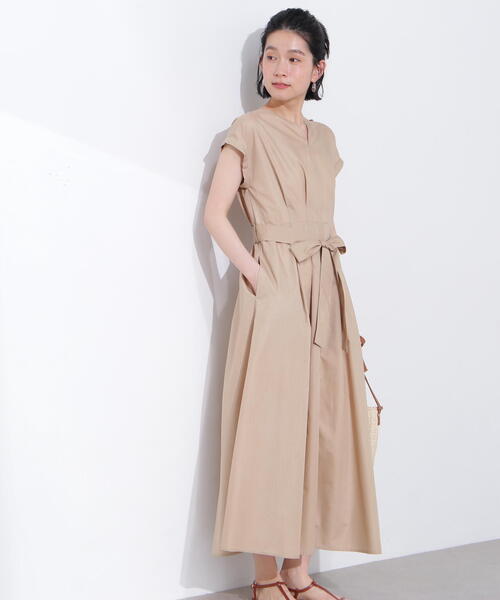 N.(N. Natural Beauty Basic)(エヌエヌナチュラルビューティーベーシック)の「【PS/低身長サイズ】タックウエストリボンワンピース(ワンピース・レディース・チャコールグレー/ベージュ/オレンジ・MEDIUM/PS)」の16枚目の写真