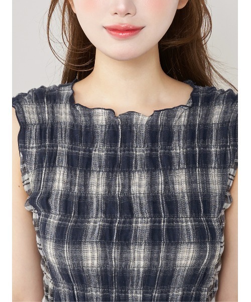 チェックコンビミニワンピース　ネイビー　Darich　ダーリッチ　FL チェックコンビミニワンピース – Darich (ダーリッチ)