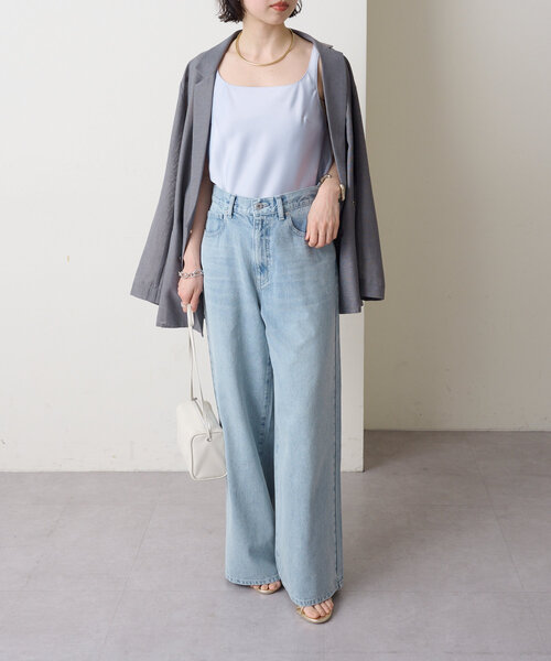 Omekashi(オメカシ)の「ドロストカラーデニム(デニムパンツ・レディース・ベージュ/ブルー・36/38)」の14枚目の写真