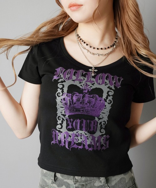 SPINNS(スピンズ)の「平成ギャルTシャツ/クラウンラメ(Tシャツ/カットソー・レディース・オフホワイト/ブラック・ONESIZE)」の21枚目の写真