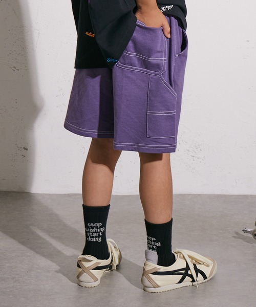 PAIRMANON STREET（ペアマノンストリート）の「【摩擦に強いミニ裏毛】【PAIRMANON STREET】ショート ペインターパンツ（その他パンツ・キッズ・ブラウン/パープル/グレー/ブラック・110/160/130/100/90/140/120/150）」の4枚目の写真