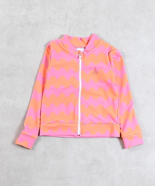 Ocean&Ground(オーシャン&グラウンド)の「【UVカット】GIRL’SソウガラZIPラッシュガード(ラッシュガード・キッズ・オレンジ/マルチ/ストライプ/ブラック・120/80/130/140/90/100/110)」の17枚目の写真