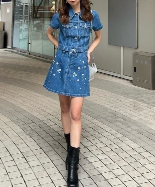 【試着のみ】REDYAZEL レディアゼル ビジューデニムジャケット ブルー NEW DENIM JACKET | デニム研究所 by JAPAN BLUE オンラインショップ