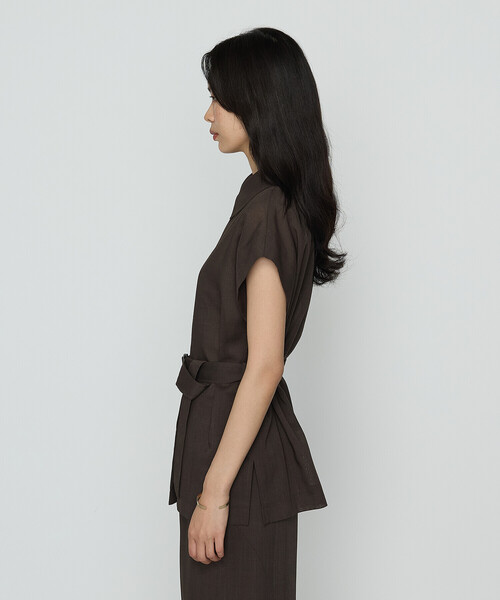 COMME CA（コムサ）の「シアーボイル ジレ（ベスト・レディース・ダークブラウン/キナリ・9号/11号）」の3枚目の写真