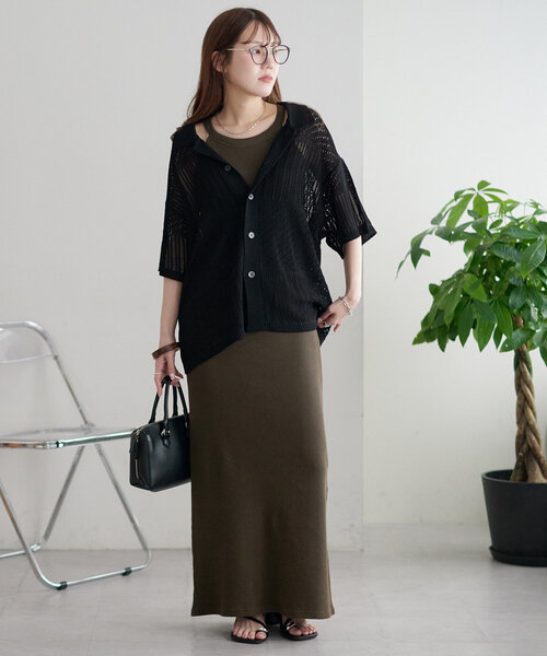 DISCOAT（ディスコート）の「【ユニセックス】スカシアミニットカーディガン（カーディガン/ボレロ・レディース・カーキ/ブラック/ダークブラウン・FREE）」の8枚目の写真