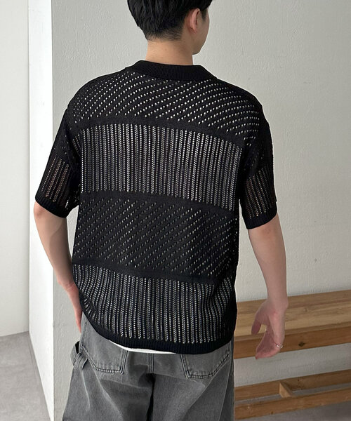 DISCOAT（ディスコート）の「【ユニセックス】スカシアミニットカーディガン（カーディガン/ボレロ・レディース・カーキ/ブラック/ダークブラウン・FREE）」の5枚目の写真