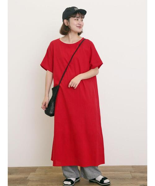 Samansa Mos2（サマンサ モスモス）の「【S/Mサイズ】◎綿麻ワンピース（ワンピース・レディース・レッド/キナリ/ブルー/ブラック・S/M）」の5枚目の写真